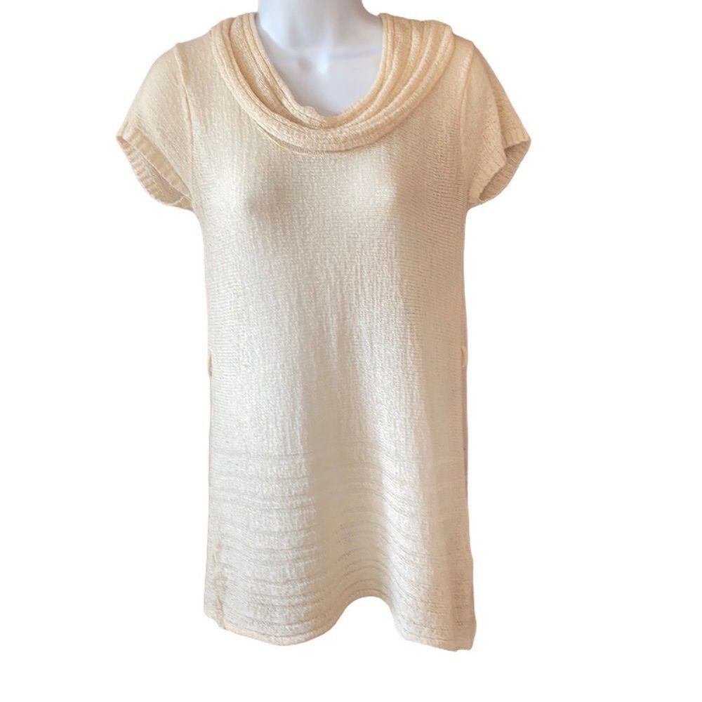 Carducci Textured Cowl Neck Dress – Cream – Size M